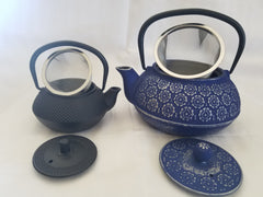Cast Iron Teapot With Stainless Steel Infuser | 0.8 L / 27 oz | Non Toxic Vintage Blue Teapot - Freshcarton