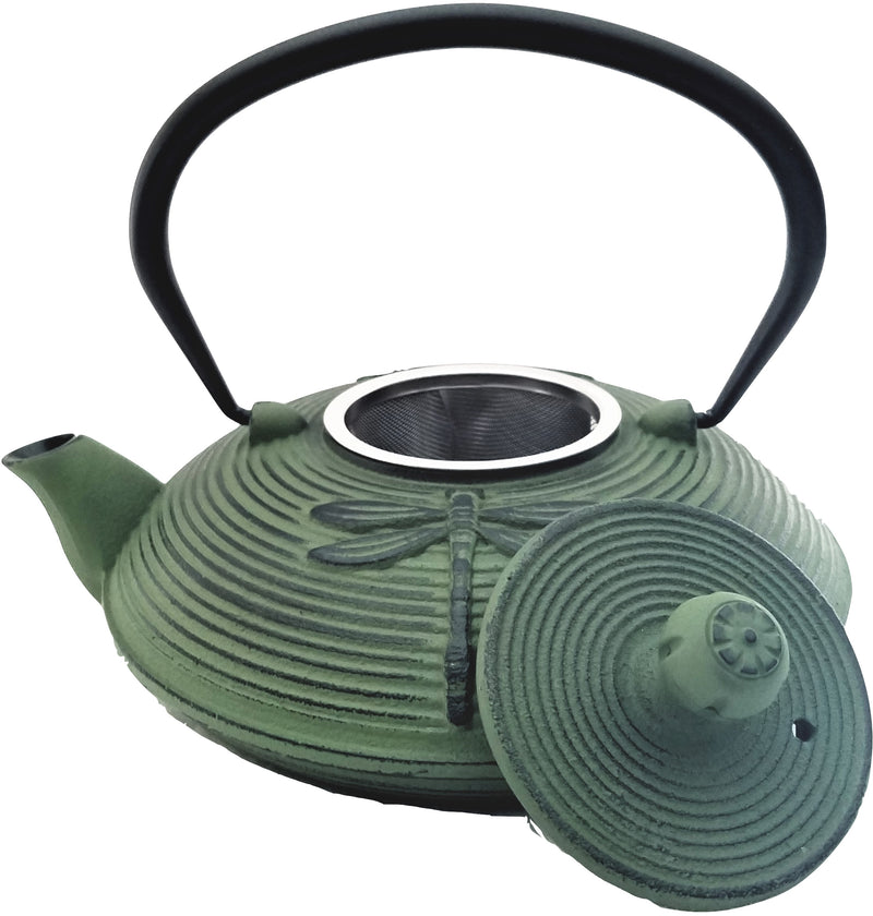 Cast Iron Teapot With Stainless Steel Infuser | 0.75 L / 25 oz | Non Toxic Green Teapot - Freshcarton