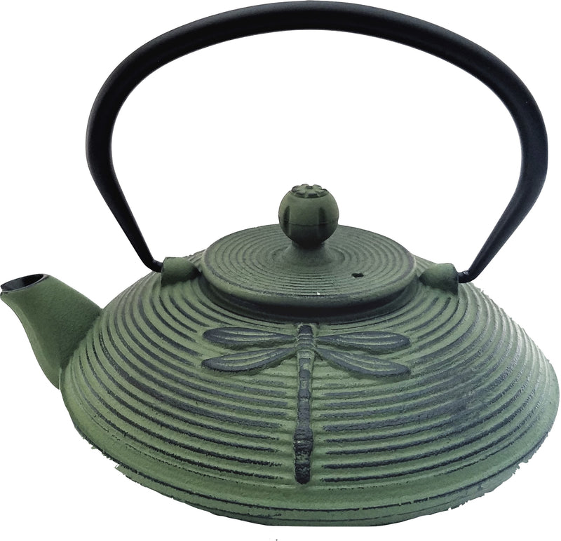 Cast Iron Teapot With Stainless Steel Infuser | 0.75 L / 25 oz | Non Toxic Green Teapot - Freshcarton