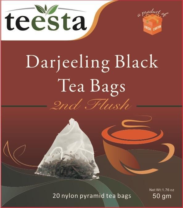 TEESTA - Best Darjeeling Tea Bags | 20 Tea Bags in each pack | Unblended Darjeeling Black Tea Leaves - Freshcarton