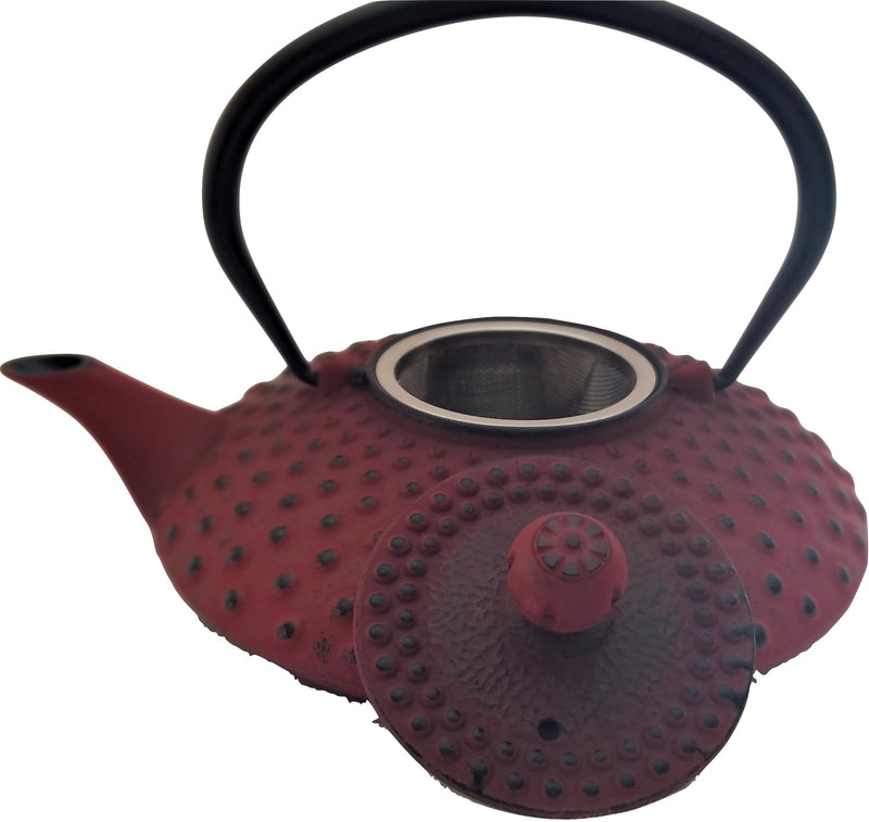 Shimuzu Red Cast Iron Teapot With Stainless Steel Infuser